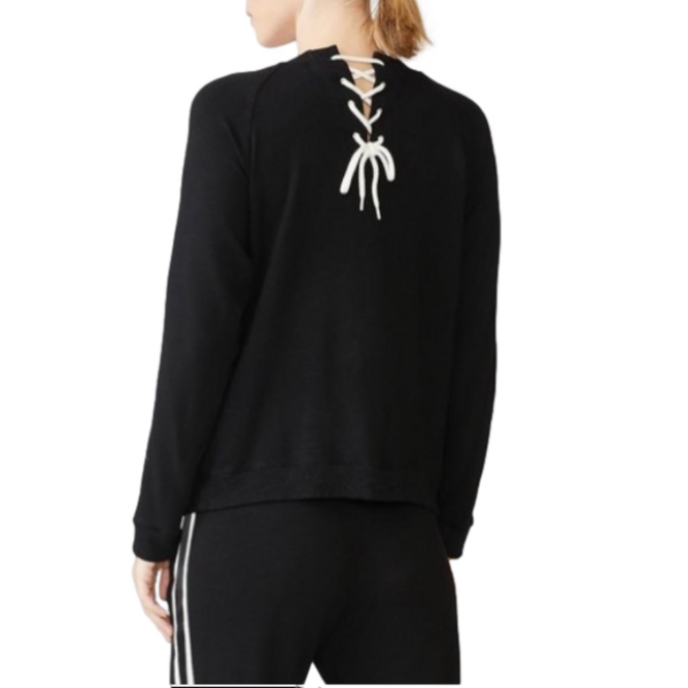Monrow rayon black/white striped sweater Medium